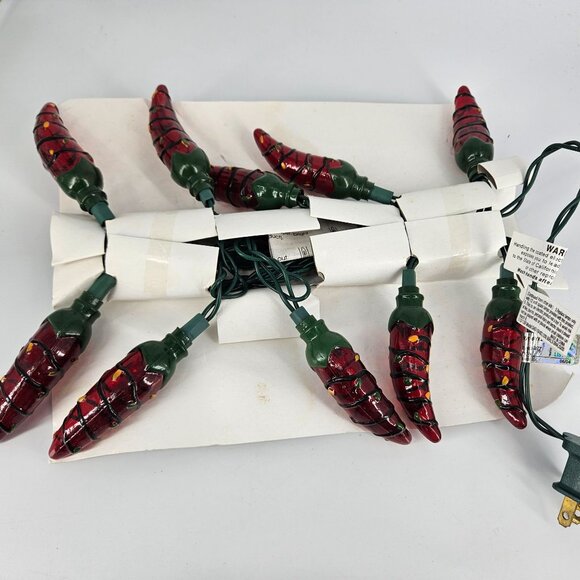 Jalapeno Chili Peppers Holiday Christmas String Light Set 10 Indoor Outdoor NEW - Picture 3 of 12